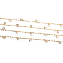 Load image into Gallery viewer, White Zircon 4mm Cluster Rosary Chain Faceted Gold Plated Bezel Dangle Rosary 5FT
