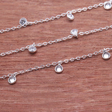 Load image into Gallery viewer, White Zircon 4mm Cluster Rosary Chain Faceted Silver Plated Bezel Dangle Rosary 5FT
