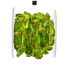 Load image into Gallery viewer, Peridot Faceted 10-15mm Gold Plated Wholesale Connector Rosary Chain
