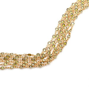Olive Green Round 4mm Gold Plated  Wholesale Bezel Continuous Connector Chain