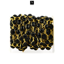 Load image into Gallery viewer, Black Onyx Cabochon 8-10mm Gold Plated  Wholesale Bezel Continuous Connector Chain
