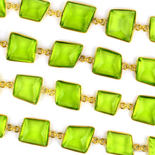 Load image into Gallery viewer, Peridot Faceted 10-15mm Gold Plated Wholesale Connector Rosary Chain
