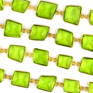 Peridot Faceted 10-15mm Gold Plated Wholesale Connector Rosary Chain