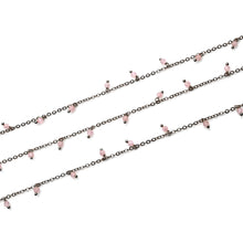 Load image into Gallery viewer, Rose Quartz 3-4mm Cluster Rosary Chain Faceted Oxidized Dangle Rosary 5FT
