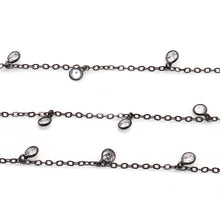 Load image into Gallery viewer, White Zircon 4mm Cluster Rosary Chain Faceted Oxidized Bezel Dangle Rosary 5FT
