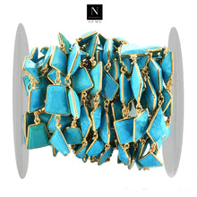 Load image into Gallery viewer, Turquoise Mix Faceted 10-15mm Gold Plated Wholesale Connector Rosary Chain
