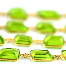 Load image into Gallery viewer, Peridot Faceted 10-15mm Gold Plated Wholesale Connector Rosary Chain
