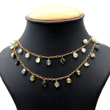 Load image into Gallery viewer, Green Rutile 8x5mm Cluster Rosary Chain Faceted Gold Plated Dangle Rosary 5FT
