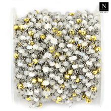 Load image into Gallery viewer, Rainbow &amp; Golden Pyrite Faceted Bead Rosary Chain 3-3.5mm Oxidized Bead Rosary 5FT
