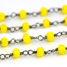 Load image into Gallery viewer, Yellow Chalcedony Faceted Bead Rosary Chain 3-3.5mm Oxidized Bead Rosary 5FT
