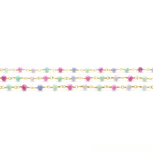 Load image into Gallery viewer, Multi Color Faceted Bead Rosary Chain 3-3.5mm Gold Plated Bead Rosary 5FT
