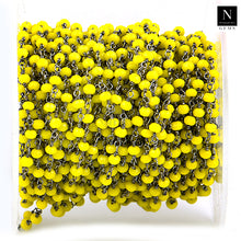 Load image into Gallery viewer, Yellow Chalcedony Faceted Bead Rosary Chain 3-3.5mm Oxidized Bead Rosary 5FT
