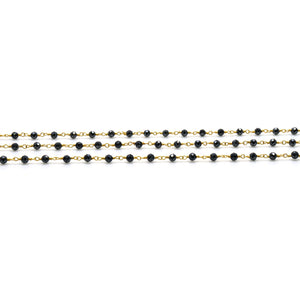 5ft Black Pyrite 3-3.5mm Gold Wire Wrapped Beads Rosary | Gemstone Rosary Chain | Wholesale Chain Faceted Crystal