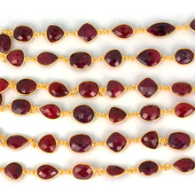 Load image into Gallery viewer, Ruby 10mm Mix Faceted Shape Gold Plated Bezel Continuous Connector Chain
