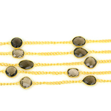 Load image into Gallery viewer, Smoky Topaz 10-15mm Mix Shape Gold Plated Wholesale Connector Rosary Chain
