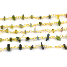 Load image into Gallery viewer, Tourmaline Nugget Beads Rosary 4-6mm Gold Plated Rosary 5FT
