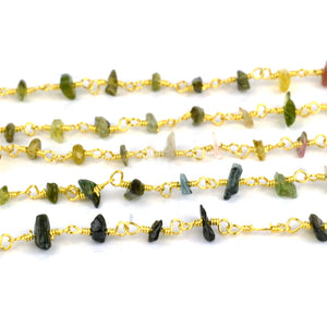 Tourmaline Nugget Beads Rosary 4-6mm Gold Plated Rosary 5FT