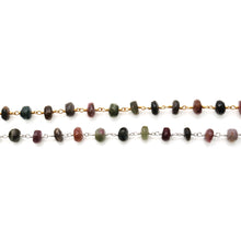 Load image into Gallery viewer, Multi Tourmaline Faceted Large Beads 7-8mm Gold Plated Rosary Chain
