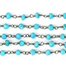 Load image into Gallery viewer, Turquoise Faceted Bead Rosary Chain 3-3.5mm Oxidized Bead Rosary 5FT
