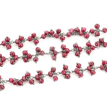 Load image into Gallery viewer, Ruby Chalcedony Cluster Rosary Chain 2.5-3mm Faceted Oxidized Dangle Rosary 5FT
