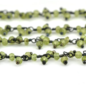 Peridot Cluster Rosary Chain 2.5-3mm Faceted Oxidized Dangle Rosary 5FT