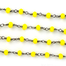 Load image into Gallery viewer, Yellow Chalcedony Faceted Bead Rosary Chain 3-3.5mm Oxidized Bead Rosary 5FT
