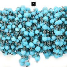 Load image into Gallery viewer, Turquoise Faceted Bead Rosary Chain 3-3.5mm Oxidized Bead Rosary 5FT
