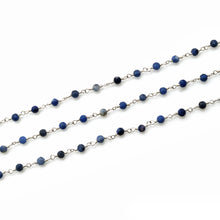 Load image into Gallery viewer, Sodalite Faceted Bead Rosary Chain 3-3.5mm Silver Plated Bead Rosary 5FT
