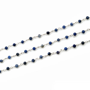 Sodalite Faceted Bead Rosary Chain 3-3.5mm Silver Plated Bead Rosary 5FT