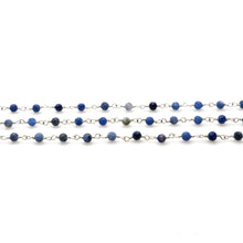 Load image into Gallery viewer, Sodalite Faceted Bead Rosary Chain 3-3.5mm Silver Plated Bead Rosary 5FT
