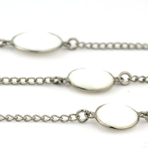 White Agate 10-15mm Mix Shape Oxidized Wholesale Connector Rosary Chain