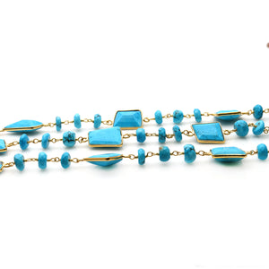 Turquoise 10-15mm Free Form Gold Plated Bezel Continuous Connector Chain