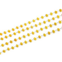 Load image into Gallery viewer, Yellow Jade Faceted Large Beads 5-6mm Silver Plated Rosary Chain
