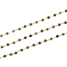 Load image into Gallery viewer, Yellow Labradorite Faceted Bead Rosary Chain 3-3.5mm Silver Plated Bead Rosary 5FT
