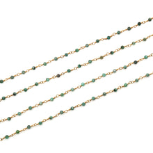 Load image into Gallery viewer, 5ft Emerald Faceted 2-2.5mm Gold Wire Wrapped Beads Rosary | Gemstone Rosary Chain | Wholesale Chain Faceted Crystal
