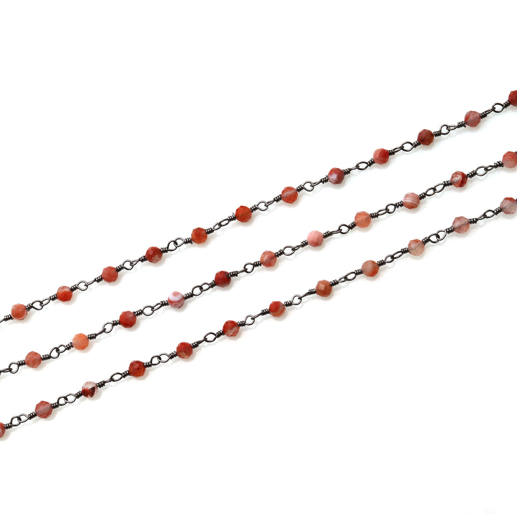 Brown Rutile Faceted Bead Rosary Chain 3-3.5mm Oxidized Bead Rosary 5FT
