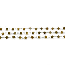 Load image into Gallery viewer, Yellow Labradorite Faceted Bead Rosary Chain 3-3.5mm Silver Plated Bead Rosary 5FT
