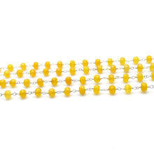 Load image into Gallery viewer, Yellow Jade Faceted Large Beads 5-6mm Silver Plated Rosary Chain
