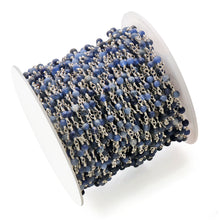 Load image into Gallery viewer, Sodalite Faceted Bead Rosary Chain 3-3.5mm Silver Plated Bead Rosary 5FT
