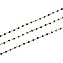 Load image into Gallery viewer, 5ft Black Pyrite 3-3.5mm Gold Wire Wrapped Beads Rosary | Gemstone Rosary Chain | Wholesale Chain Faceted Crystal
